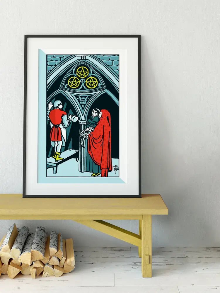 Three Of Pentacles Tarot Card Print No Frame Poster by My Store