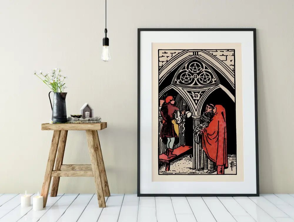 Three of Pentacles Tarot Card Print Unframed Poster Art by My Store