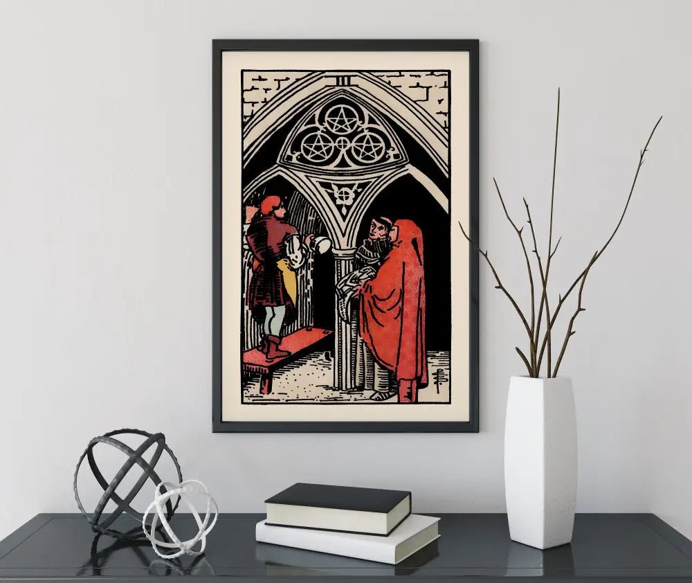 Three of Pentacles Tarot Card Print Unframed Poster Art by My Store