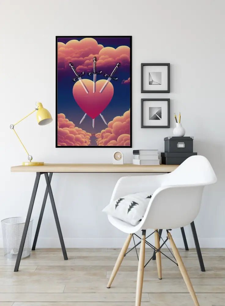 Three Of Swords Tarot Card Print By Green Menagerie by My Store