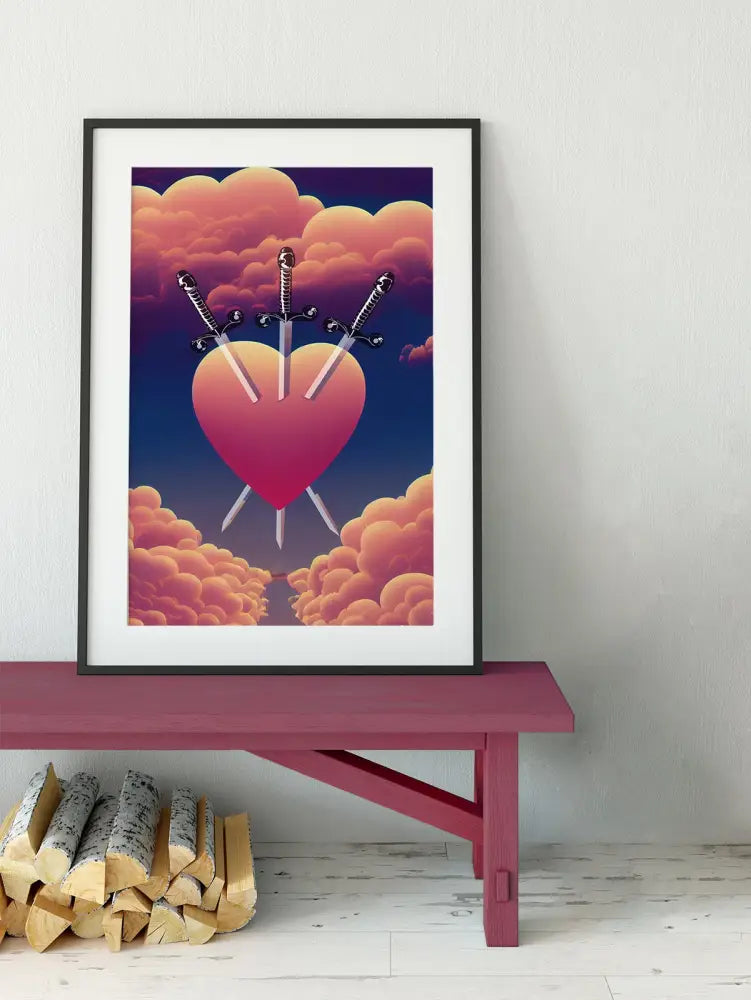 Three Of Swords Tarot Card Print By Green Menagerie by My Store