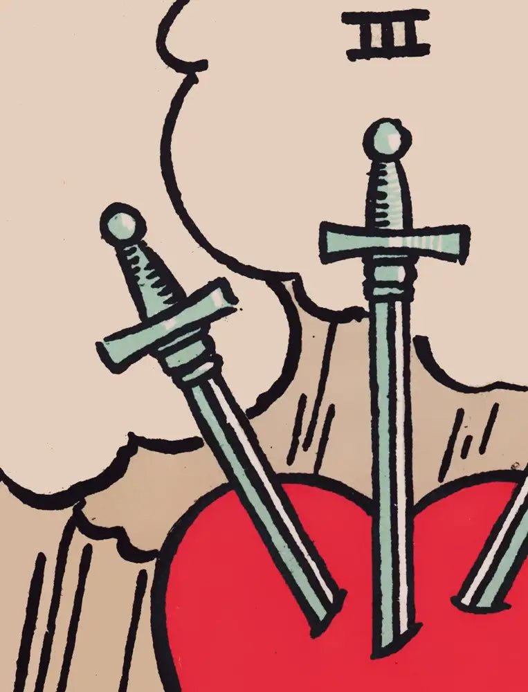 Three Of Swords Tarot Card Print Poster Unframed by My Store