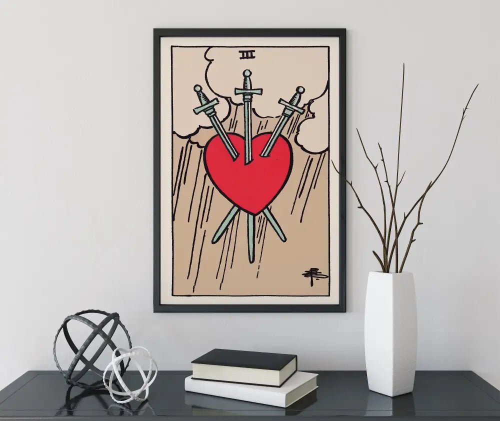 Three Of Swords Tarot Card Print Poster Unframed by My Store