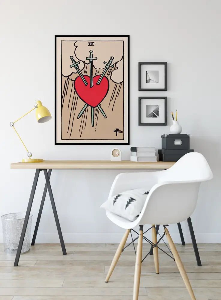 Three Of Swords Tarot Card Print Poster Unframed by My Store