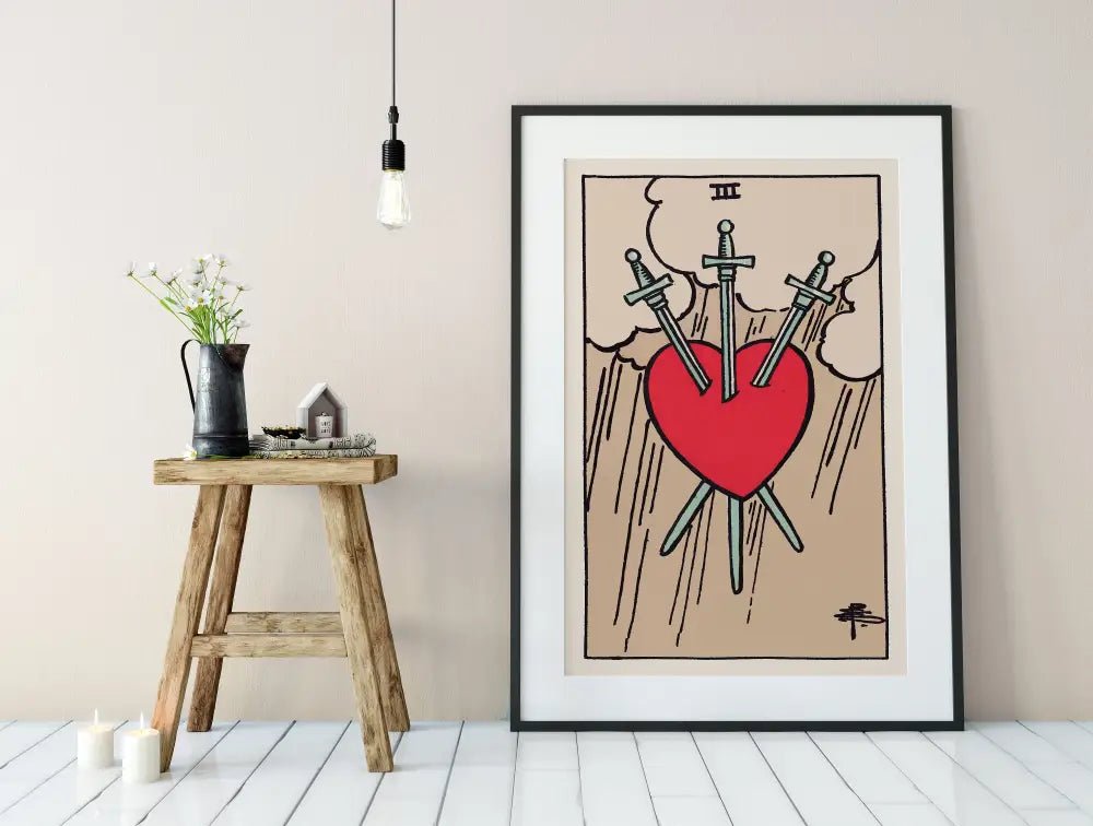 Three Of Swords Tarot Card Print Poster Unframed by My Store