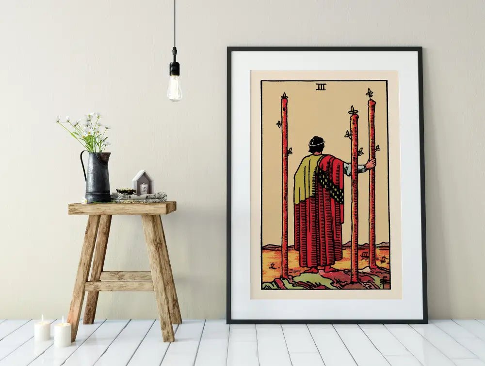 Three Of Wands Tarot Card Print Unframed Poster by My Store