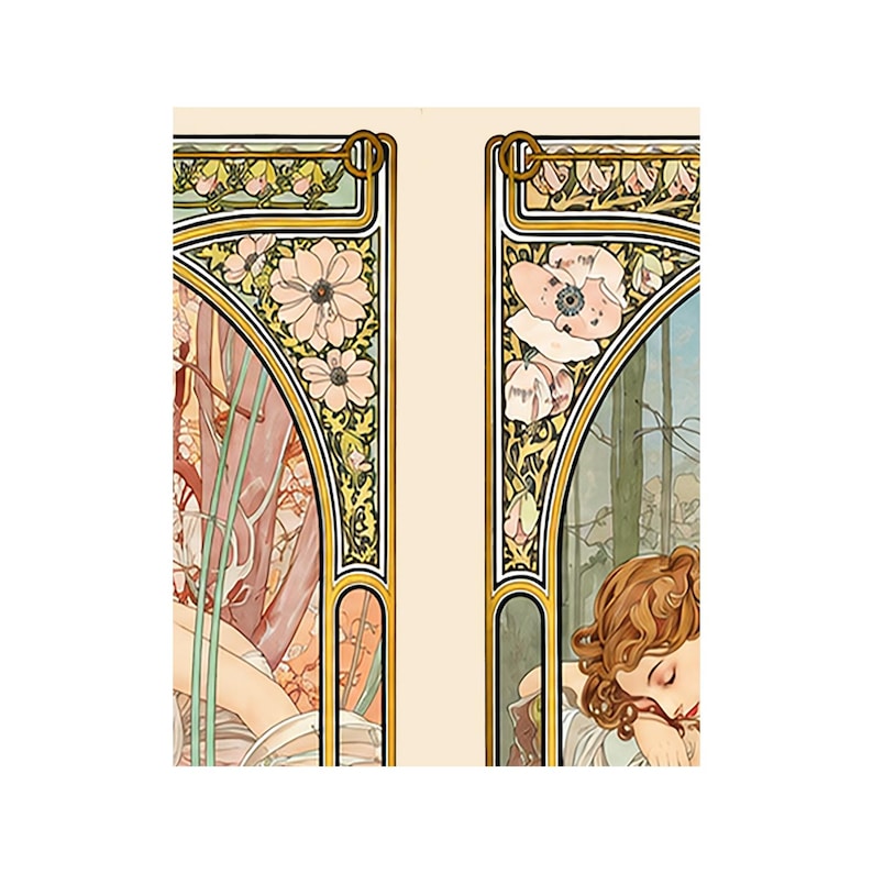 Alphonse Mucha Times of the Day Print – Horizontal Art Nouveau