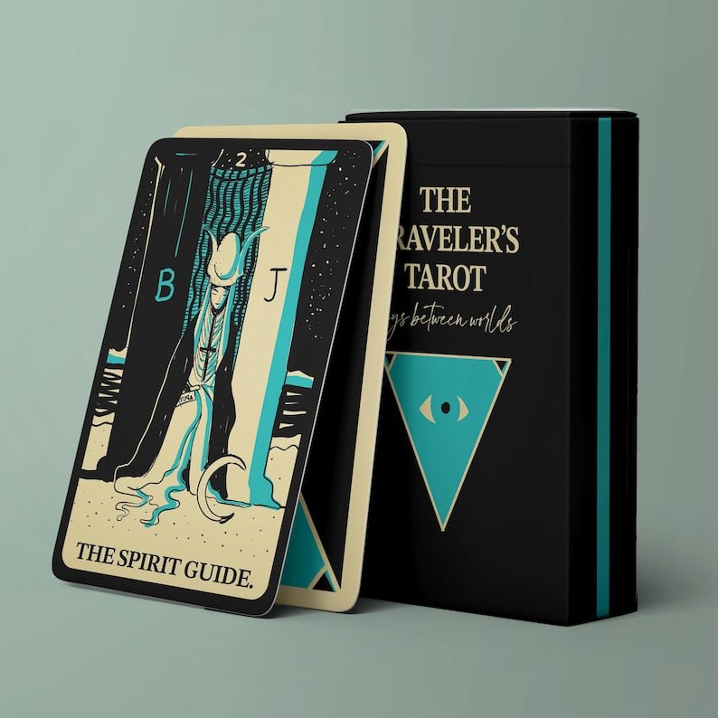 The Traveler's Tarot Keys Between Worlds deck and Spirit Guide card