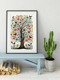 Tree Of Life Print Colorful Floral Tree With Birds Poster Premium Archival Matte Paper 230 GSM by DesignBohemian