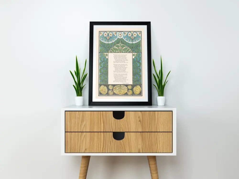 Tree Poem Bohemian Art Print Green Beige by My Store