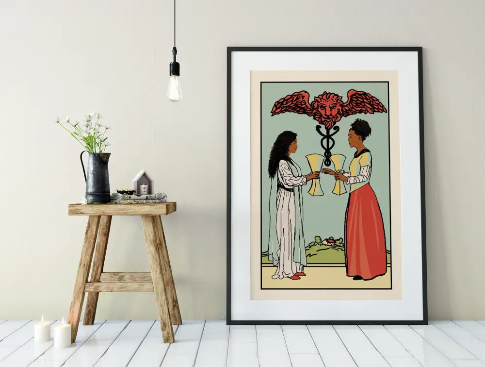 Two Of Cups Tarot Card Print African American Women Poster No Frame Giclee Art Print by My Store