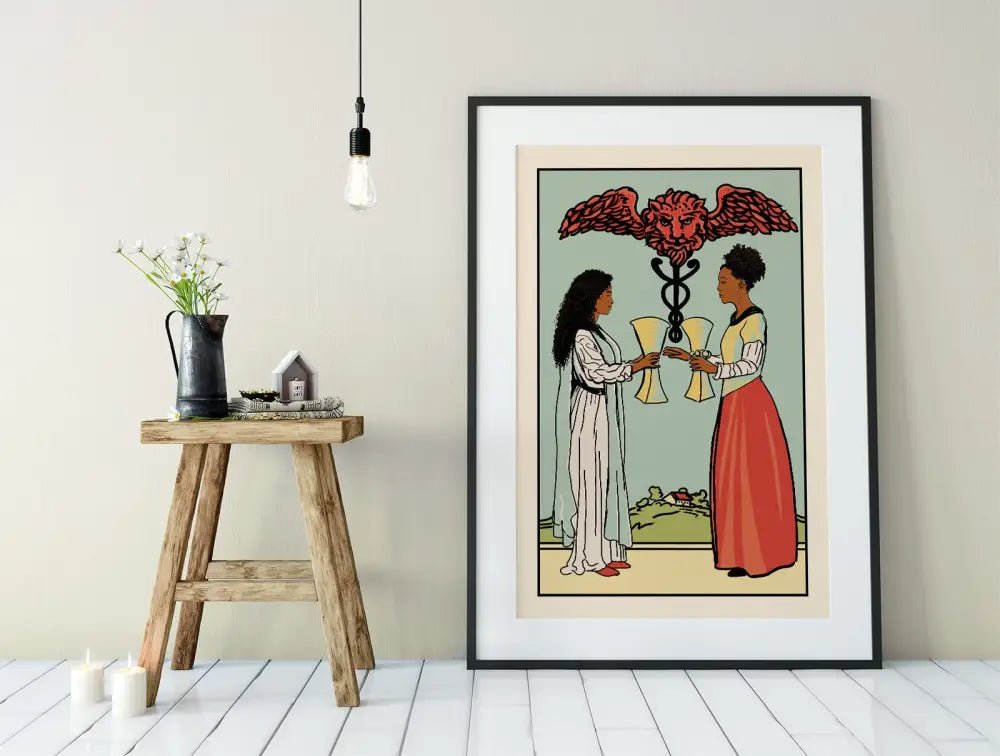 Two Of Cups Tarot Card Print African American Women Poster No Frame Giclee Art Print by My Store