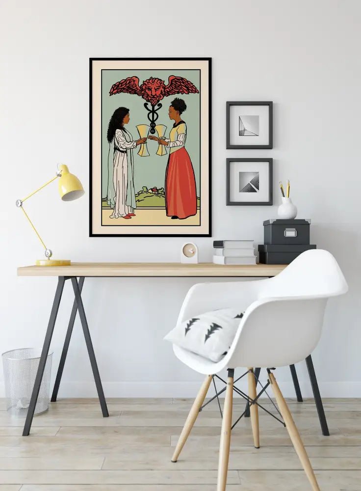 Two Of Cups Tarot Card Print African American Women Poster No Frame Giclee Art Print by My Store