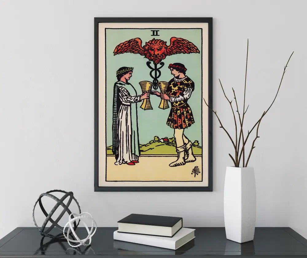 Two of Cups Tarot Card Print Unframed Poster No Frame Elegant Wall Art for Tarot Lovers by My Store