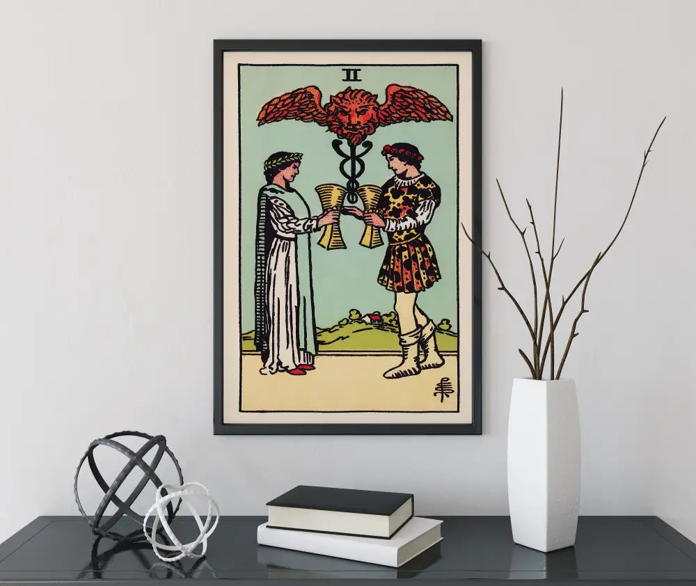 Two of Cups Tarot Card Print Unframed Poster No Frame Elegant Wall Art for Tarot Lovers by My Store