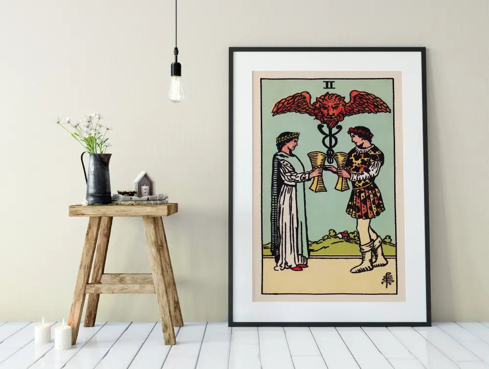 Two of Cups Tarot Card Print Unframed Poster No Frame Elegant Wall Art for Tarot Lovers by My Store