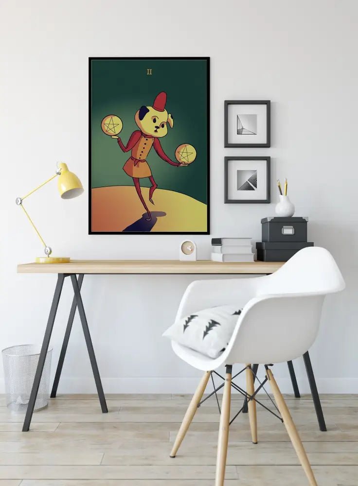 Two Of Pentacles Tarot Card Print By Green Menagerie Collectible Wall Art Poster by My Store