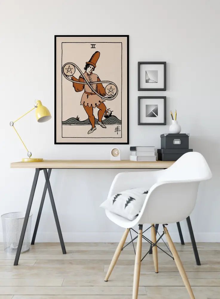 Two Of Pentacles Tarot Card Print Natural Vibe Poster No Frame Wall Art For Mystic Home Decor by My Store