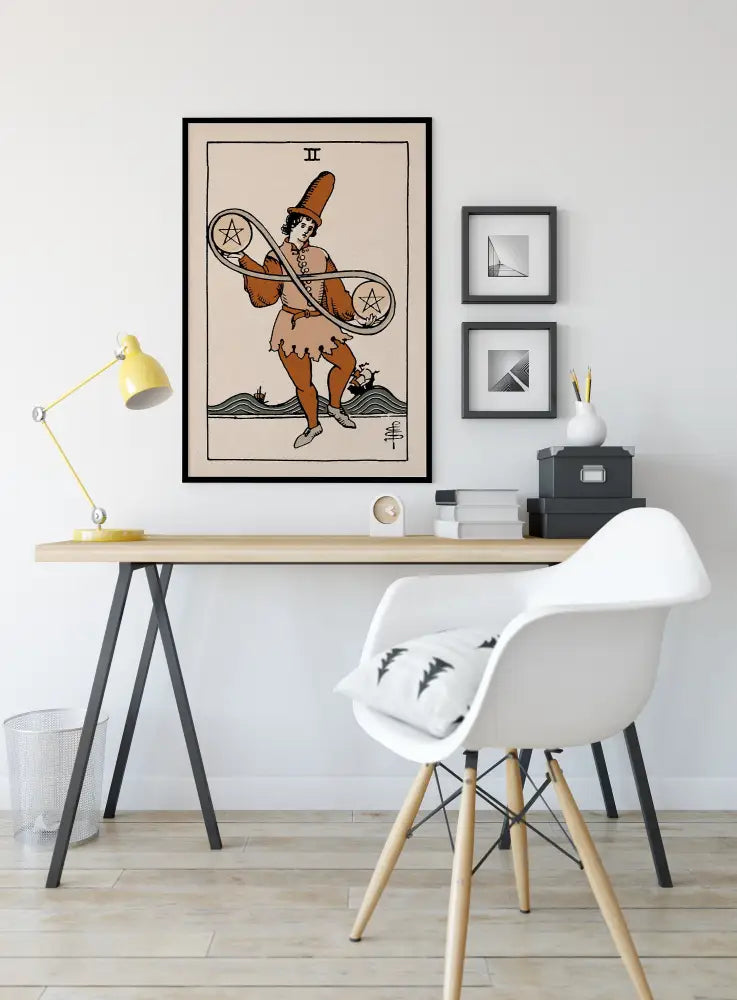 Two Of Pentacles Tarot Card Print Natural Vibe Poster No Frame Wall Art For Mystic Home Decor by My Store