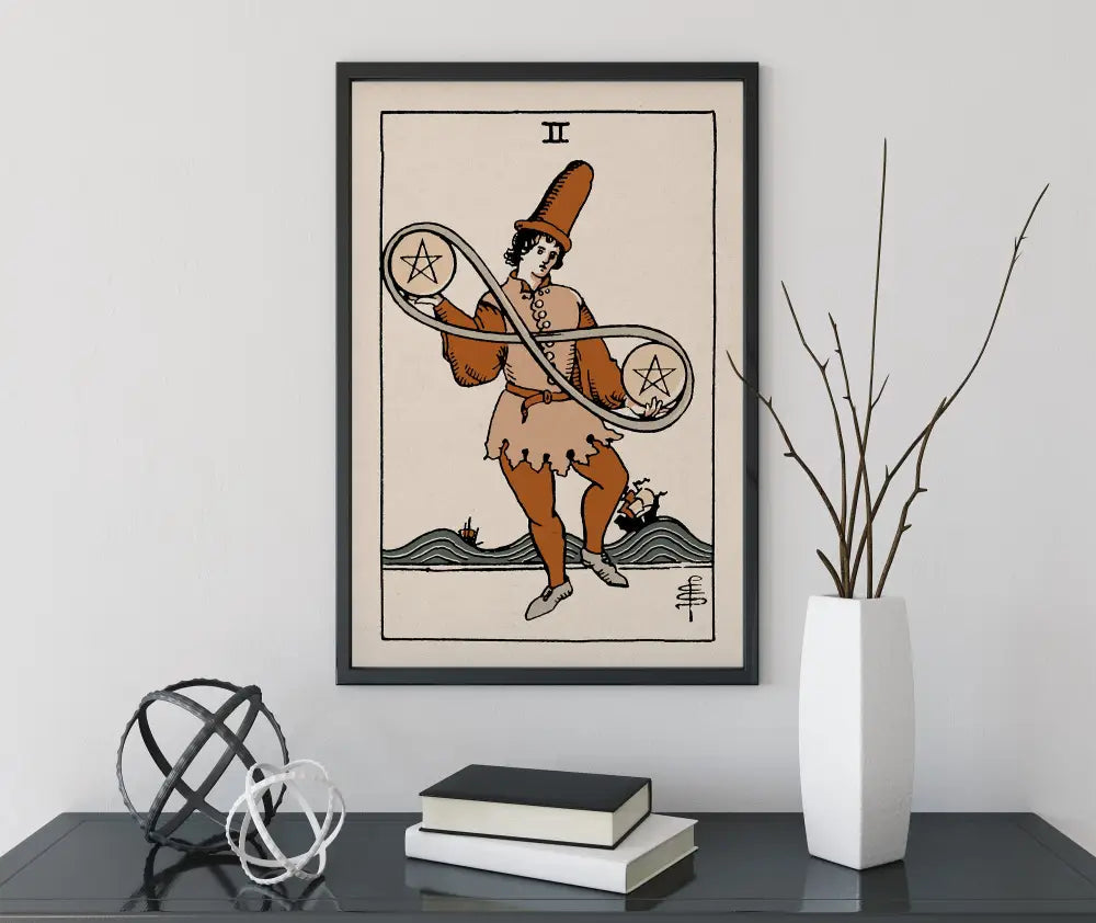Two Of Pentacles Tarot Card Print Natural Vibe Poster No Frame Wall Art For Mystic Home Decor by My Store