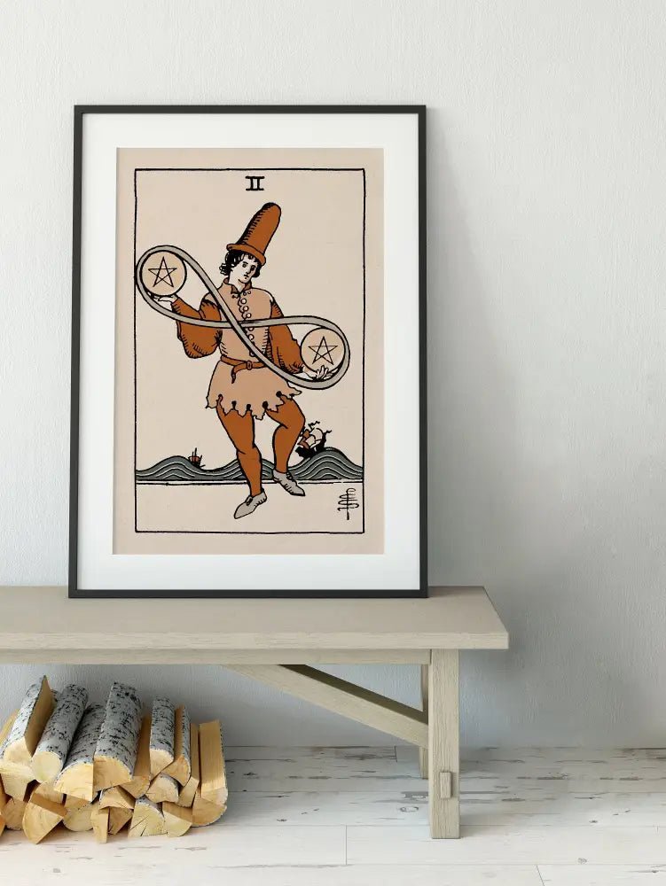 Two Of Pentacles Tarot Card Print Natural Vibe Poster No Frame Wall Art For Mystic Home Decor by My Store