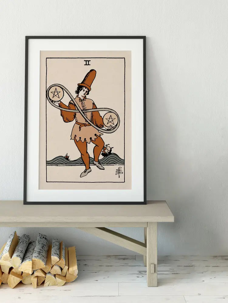 Two Of Pentacles Tarot Card Print Natural Vibe Poster No Frame Wall Art For Mystic Home Decor by My Store