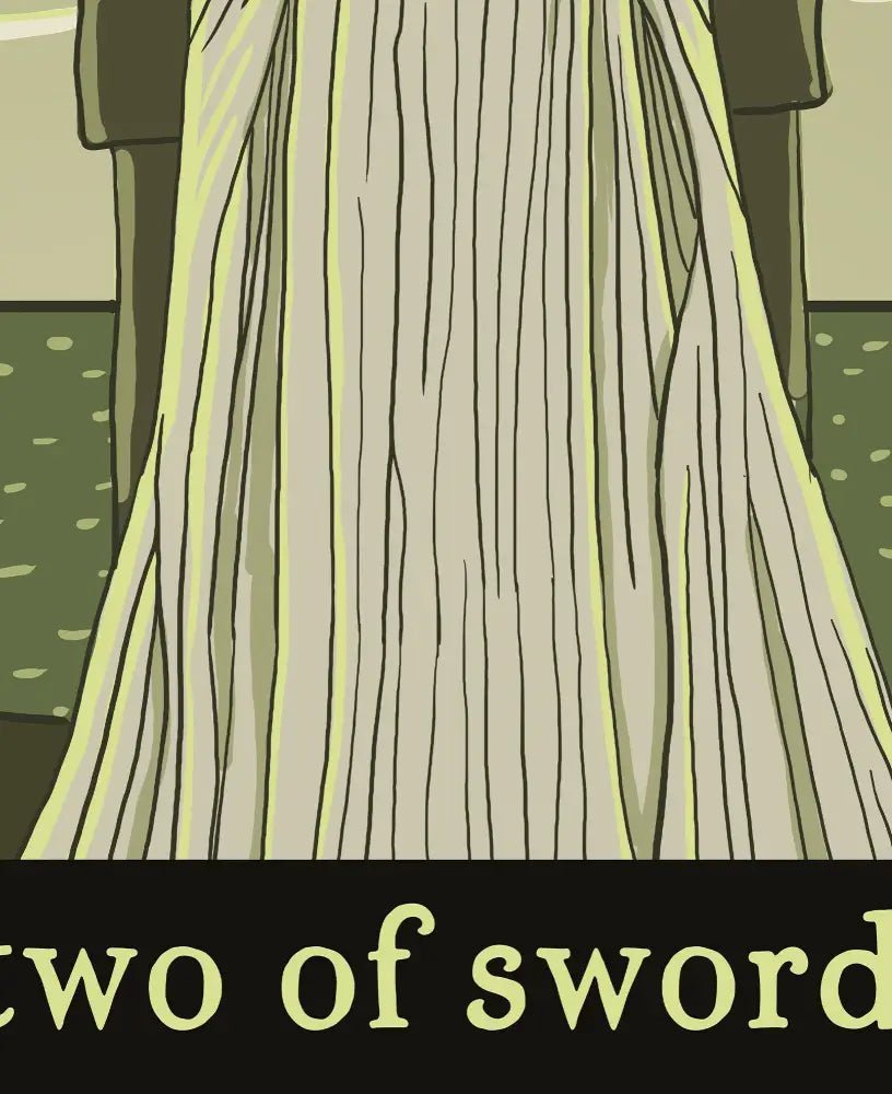 Two Of Swords Tarot Card Print By Green Menagerie Mystic Wall Art Poster For Elegant Tarot Decor by My Store