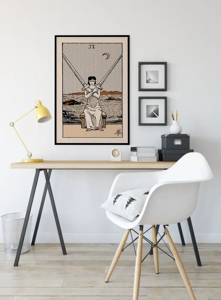 Two of Swords Tarot Card Print Natural Vibe Poster No Frame by My Store