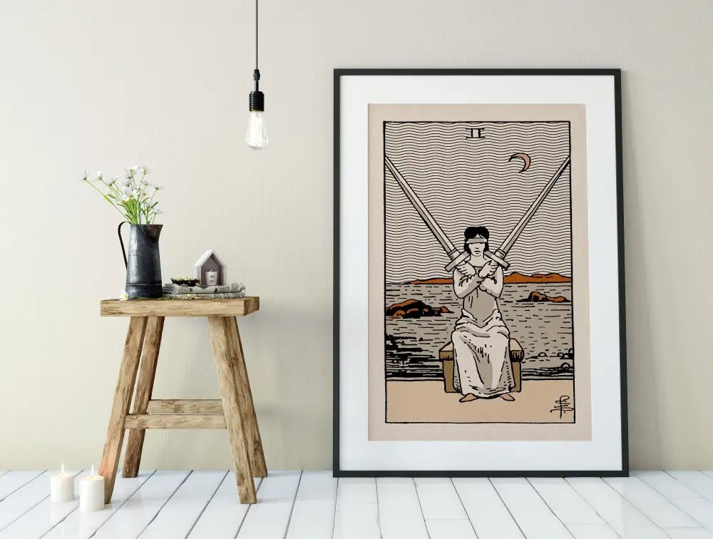 Two of Swords Tarot Card Print Natural Vibe Poster No Frame by My Store