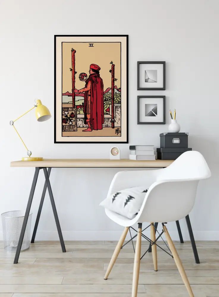 Two Of Wands Tarot Card Print Poster No Frame Wall Art For Tarot Enthusiasts And Collectors by My Store