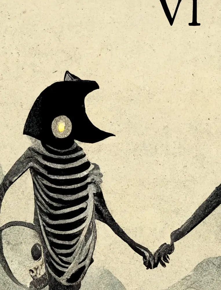 Two Skeleton Lovers Tarot Card Print The Lovers Card Poster by My Store