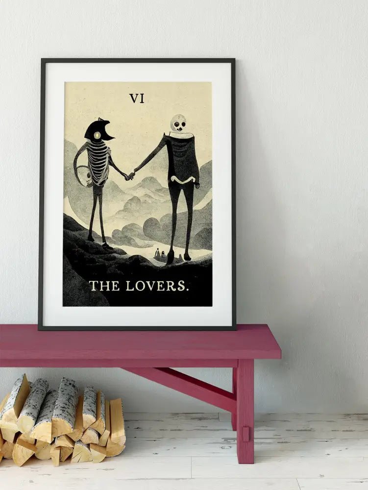 Two Skeleton Lovers Tarot Card Print The Lovers Card Poster by My Store