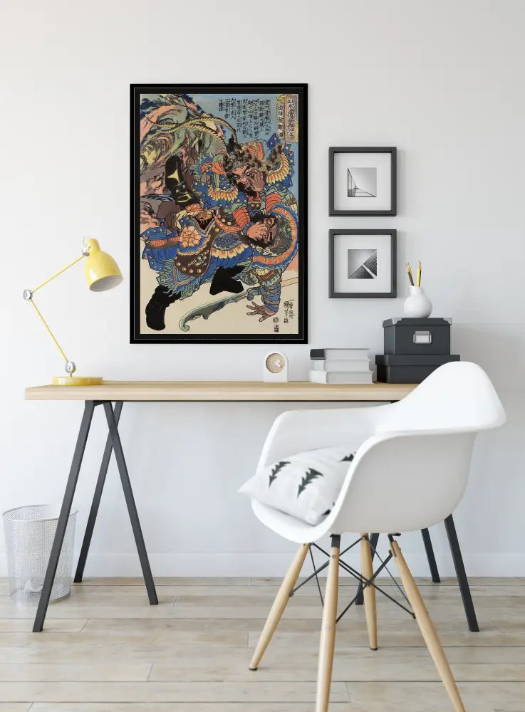 Ukiyo-e Japanese Samurai Warriors Fighting Poster Unframed No Frame Wall Art For Living Rooms by My Store