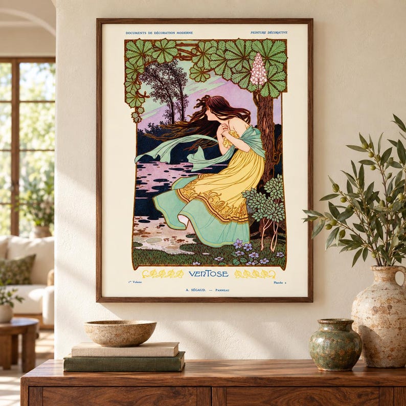 Ventose Art Nouveau Print – Woman and Botanicals