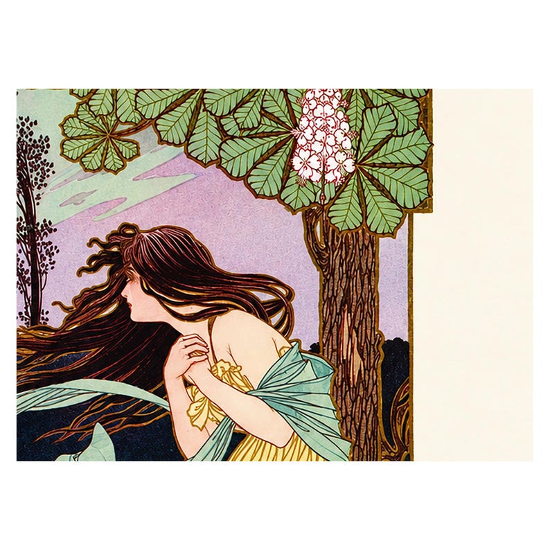 Ventose Art Nouveau Print – Woman and Botanicals