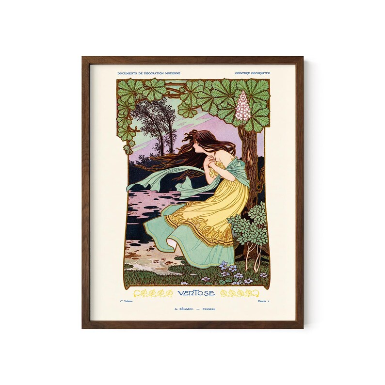 Ventose Art Nouveau Print – Woman and Botanicals