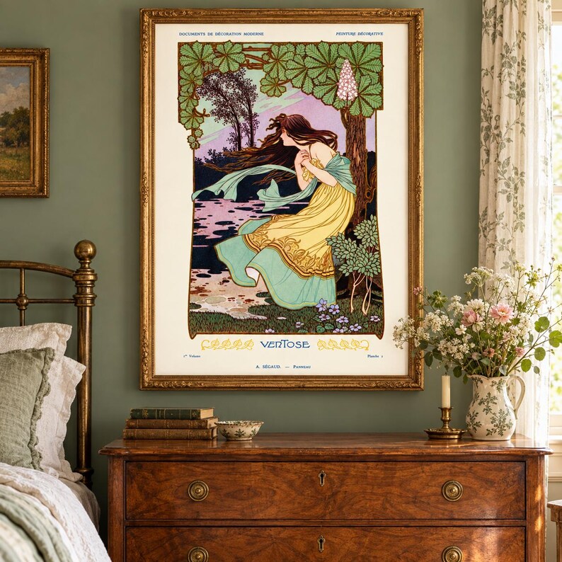 Ventose Art Nouveau Print – Woman and Botanicals