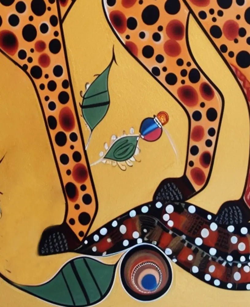 Vibrant Cheetah Folk Art Poster No Frame AI Generated by My Store