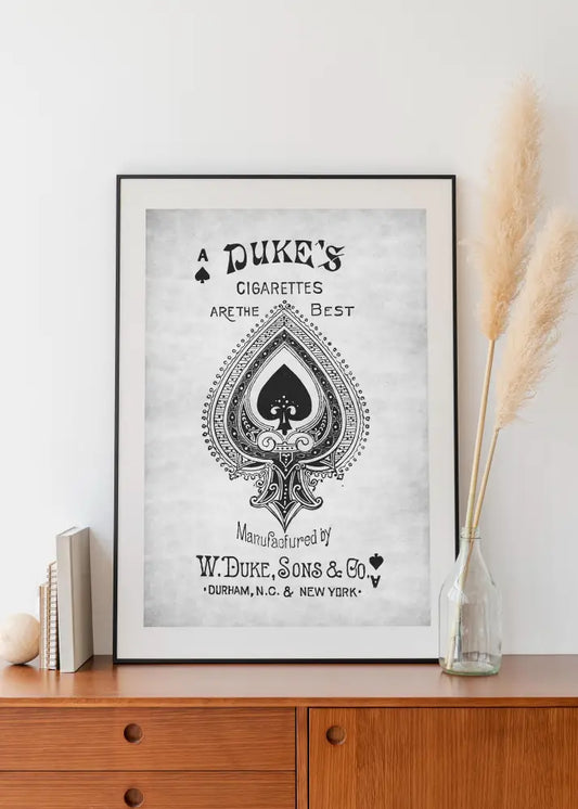 Vintage Ace Of Spades Poster Black Beige Art Print Cigarettes Vintage Theme 5x7 And 10x15 by My Store