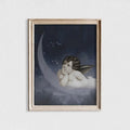 Vintage Angel and Moon Nursery Print Cherub Cupid Art Wall Decor For Baby Rooms Today by My Store