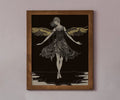 Vintage Angel Art Print Beige and Gold Hand Drawn Wall Decor No Frame Customizable by My Store