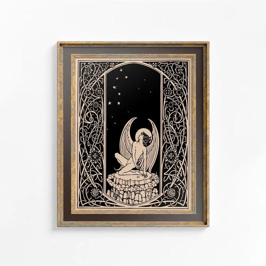 Vintage Angel Print: Bohemian God Artwork - Male Angel Nouveau by DesignBohemian