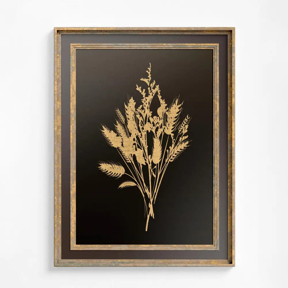 Vintage Beige Wheat Floral Bohemian Artwork Large Print Wildflowers Brown Tones For Gallery Walls by My Store
