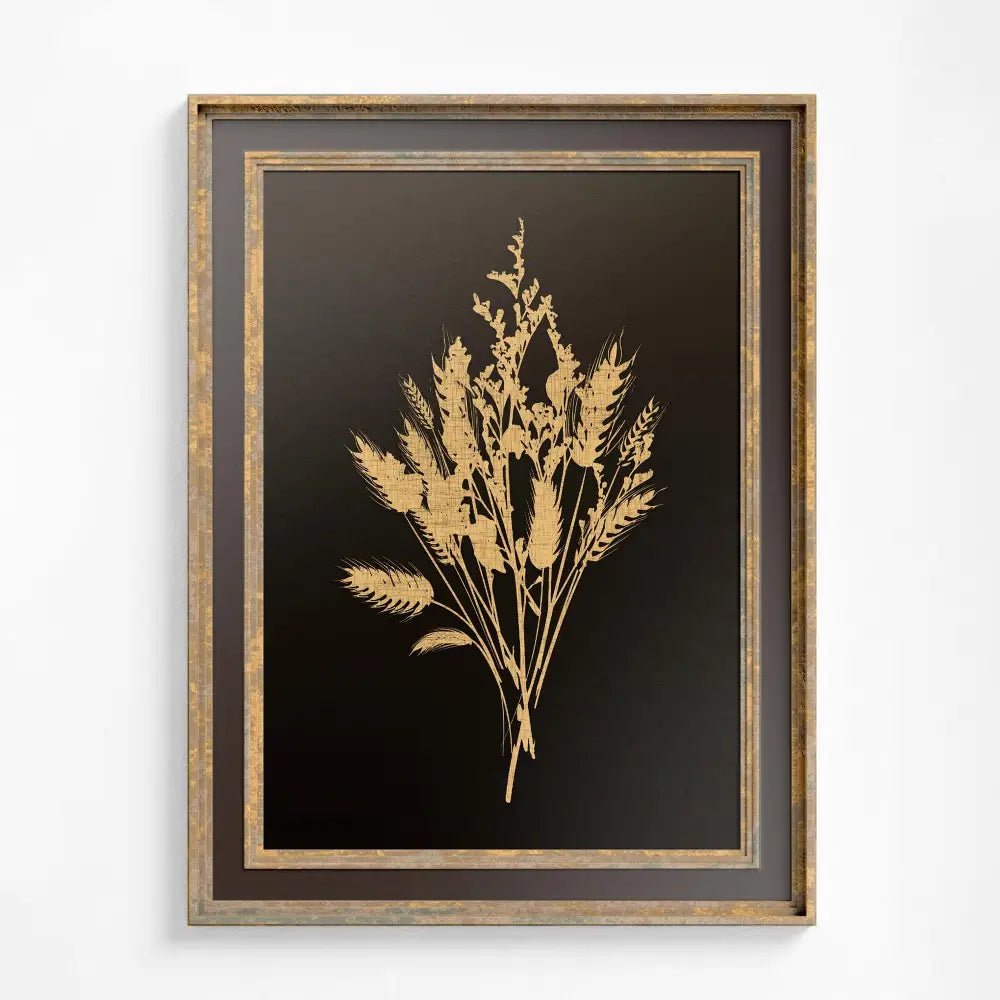 Vintage Beige Wheat Floral Bohemian Artwork Large Print Wildflowers Brown Tones For Gallery Walls by My Store