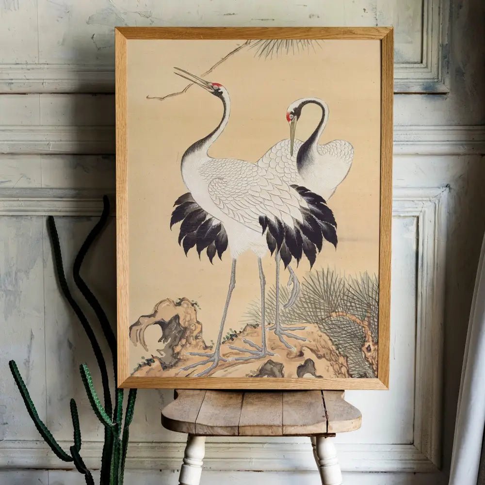 Vintage Birds Print Bohemian Neutral Decor Large Wall Art For Elegant Living Space by My Store