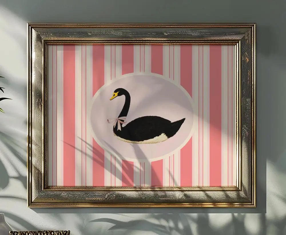 Vintage Black Swan Print No Frame by My Store