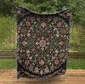 Vintage Bohemian Cotton Throw Blanket: Indian Embroidery, Black Cloth by DesignBohemian