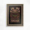 Vintage Book Print Peacock Ornate Nouveau Large Artwork In Dark Beige Premium Archival Matte by My Store