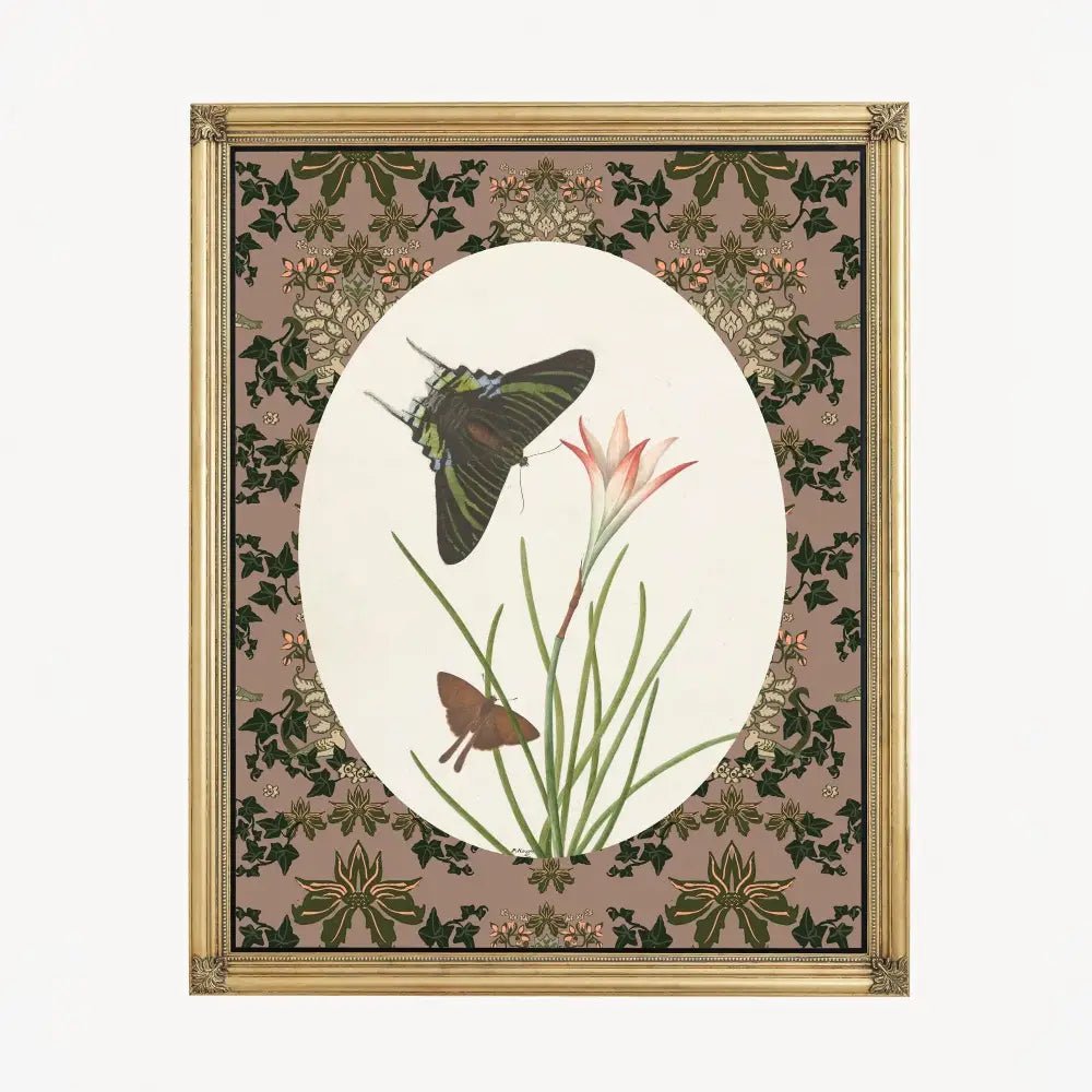 Vintage Butterflies Print Beige Poster Artwork by My Store