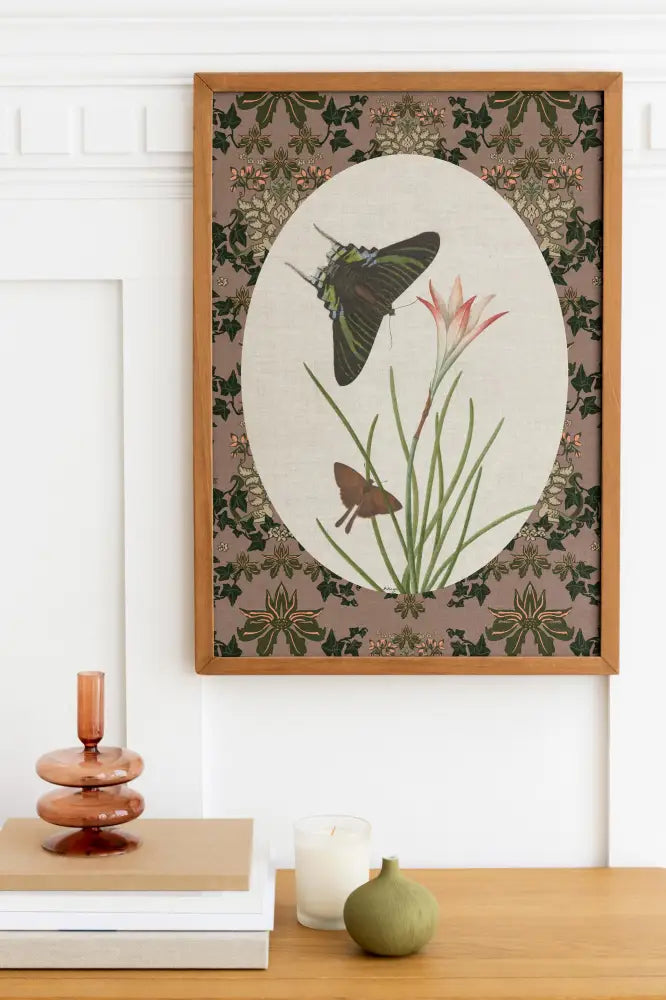 Vintage Butterflies Print Beige Poster Artwork by My Store